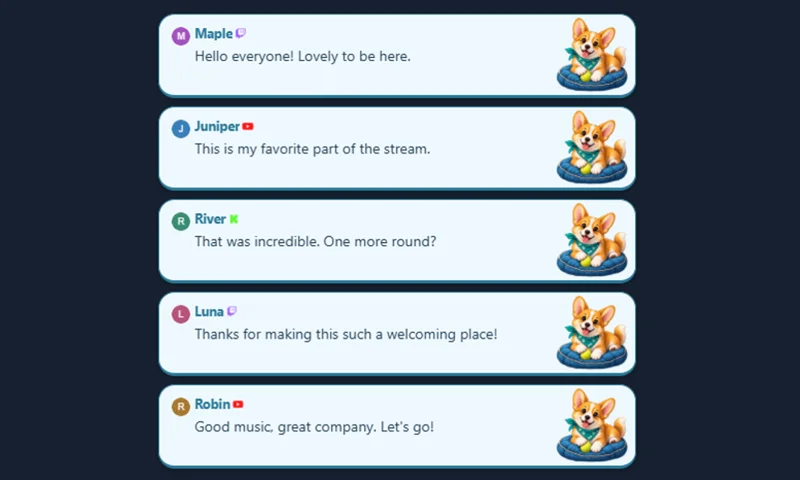 Good Company Chat overlay with sample messages