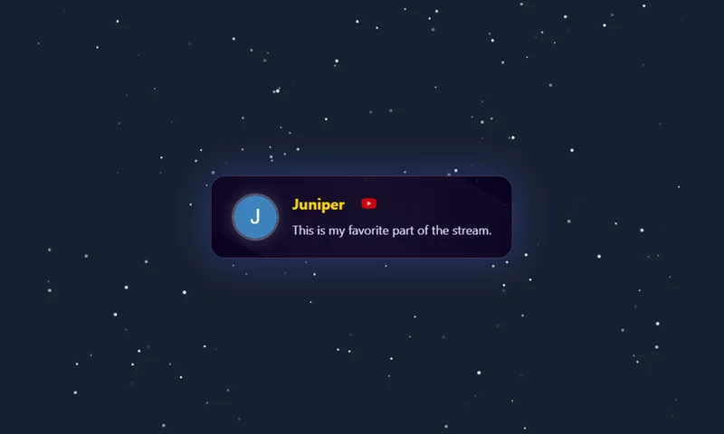Starfield overlay with sample messages