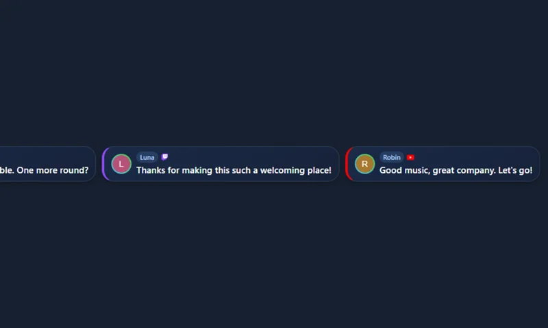 Horizontal Scroll overlay with sample messages