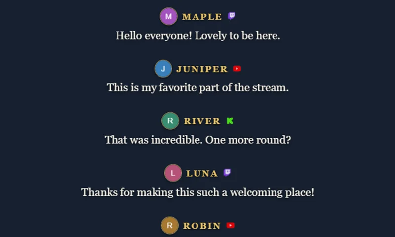 Movie Credits overlay with sample messages
