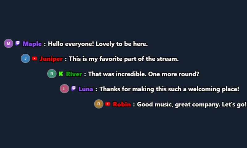 Danmaku Bullet Chat overlay with sample messages