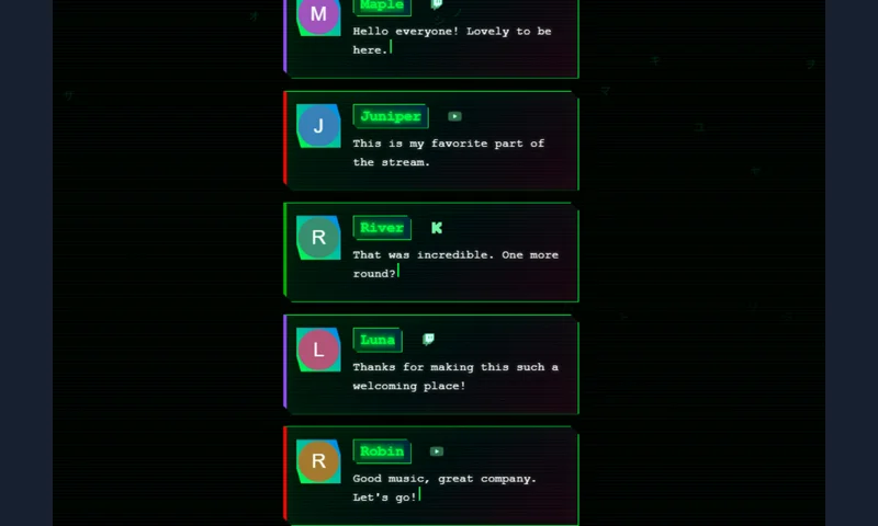 Neon Cyberpunk overlay with sample messages