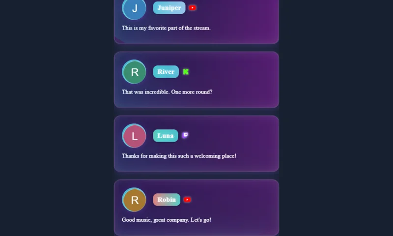 Rainbow Puke overlay with sample messages